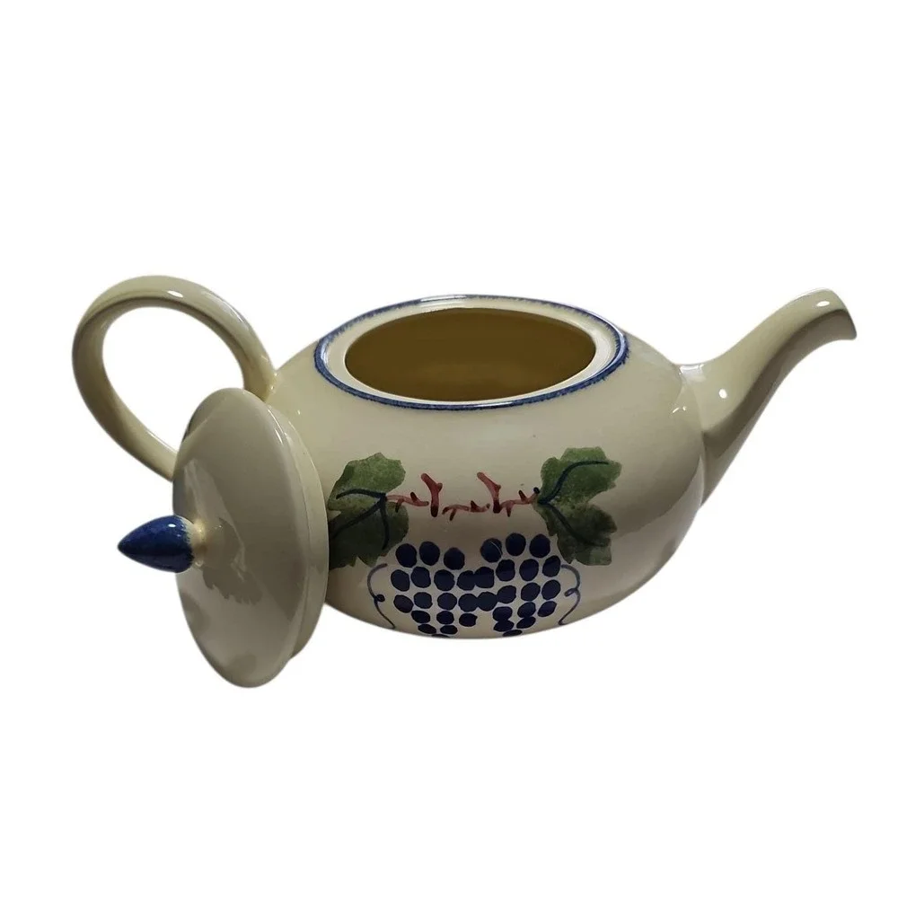 Vintage Poole Pottery Teapot Hand Painted Vineyard Grape Pattern England‎ 1873.